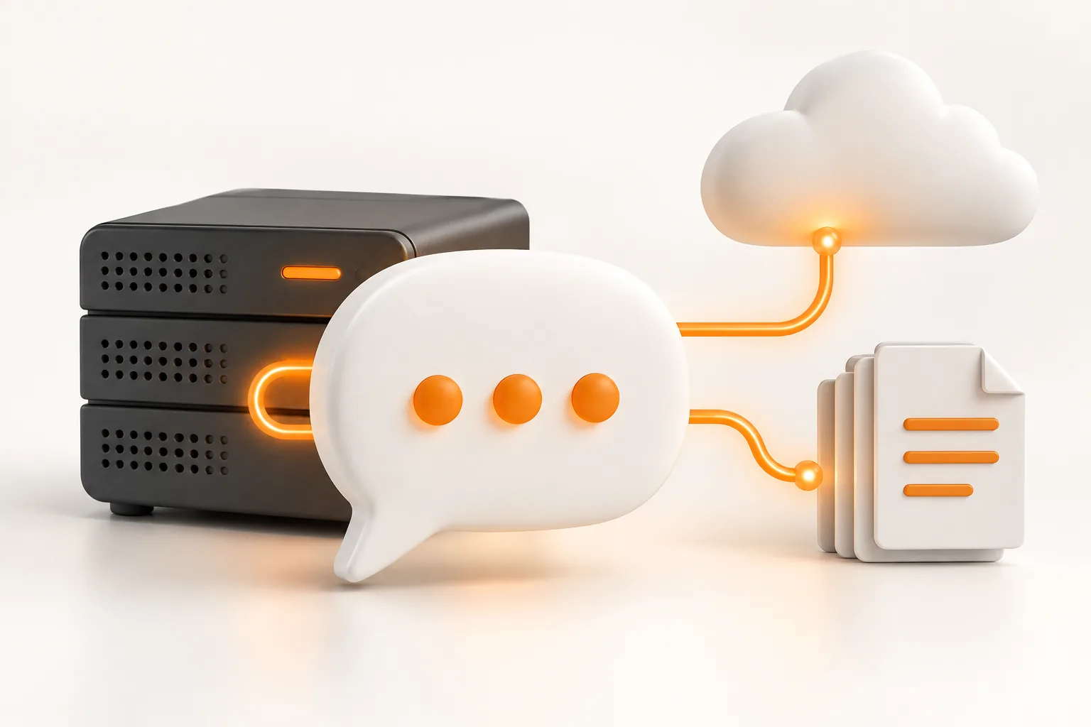 Conversación conectada a un servidor, documentos y un modelo en la nube