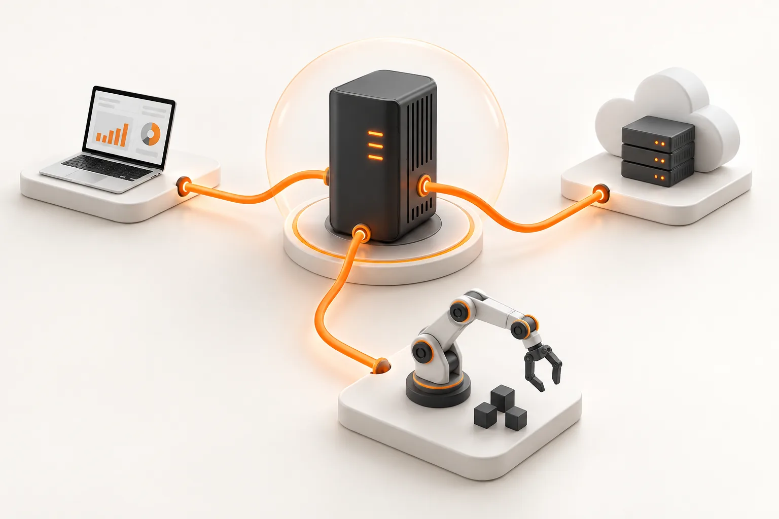 Gateway conectado a dispositivos y herramientas en un entorno delimitado